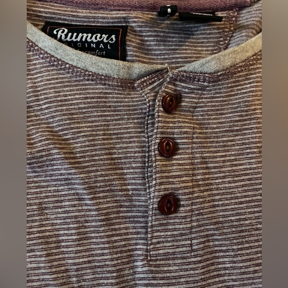 Rumors Originals Mens XL Purple and Grey Striped Short Sleeve Tee - Picture 2 of 12